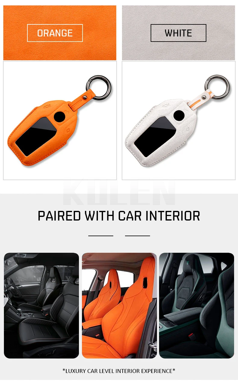 Funda de cuero para llave de coche, vista del diseño