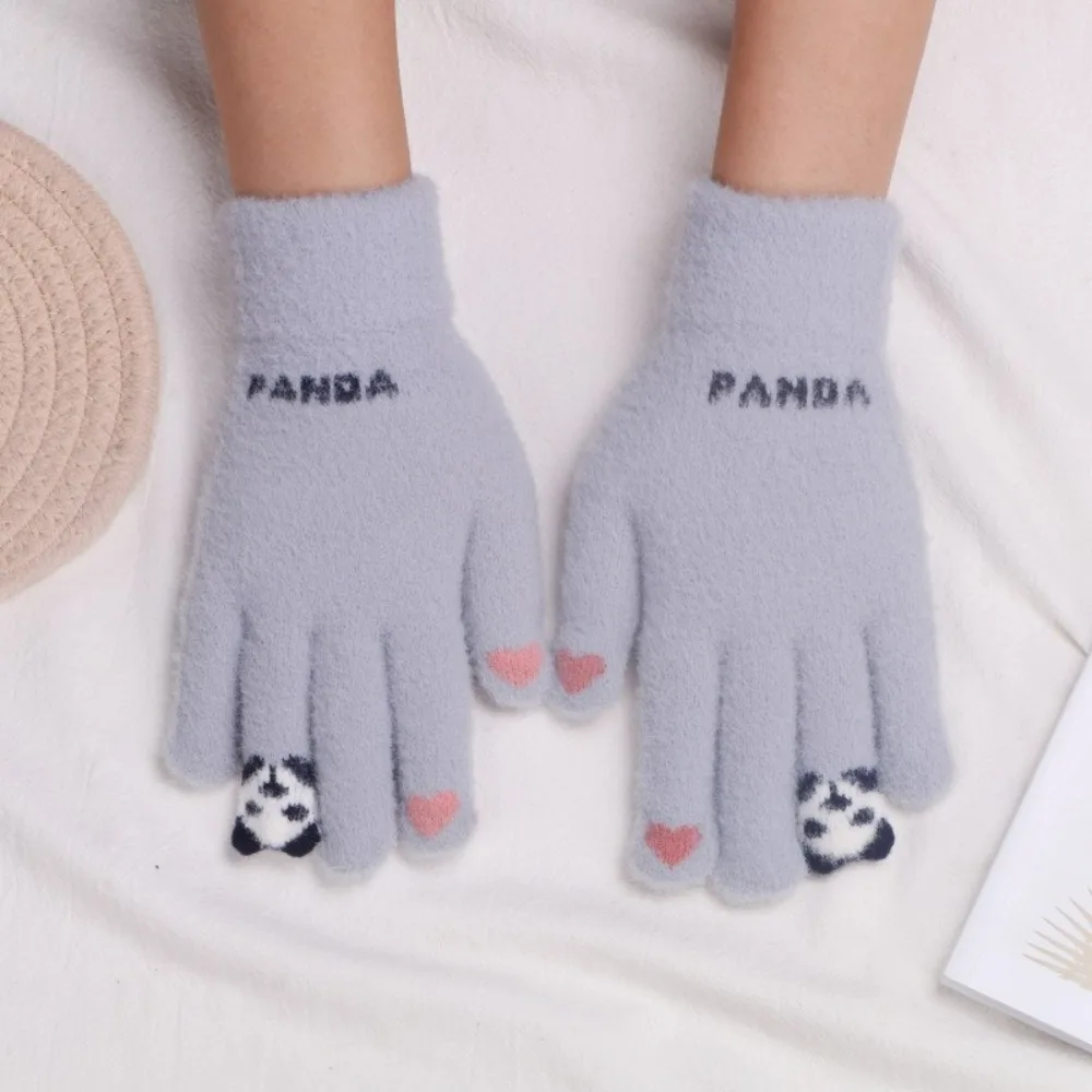 Guantes de invierno de felpa para niñas: lindos tejidos suaves, resistentes al frío, compatibles con pantalla táctil, cálidos para ciclismo y otoño-invierno, uso diario