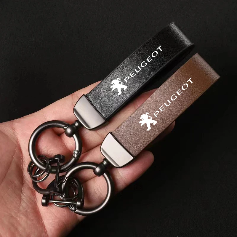 Llavero de cuero Peugeot para coche – Accesorio de automoción - imagen 2