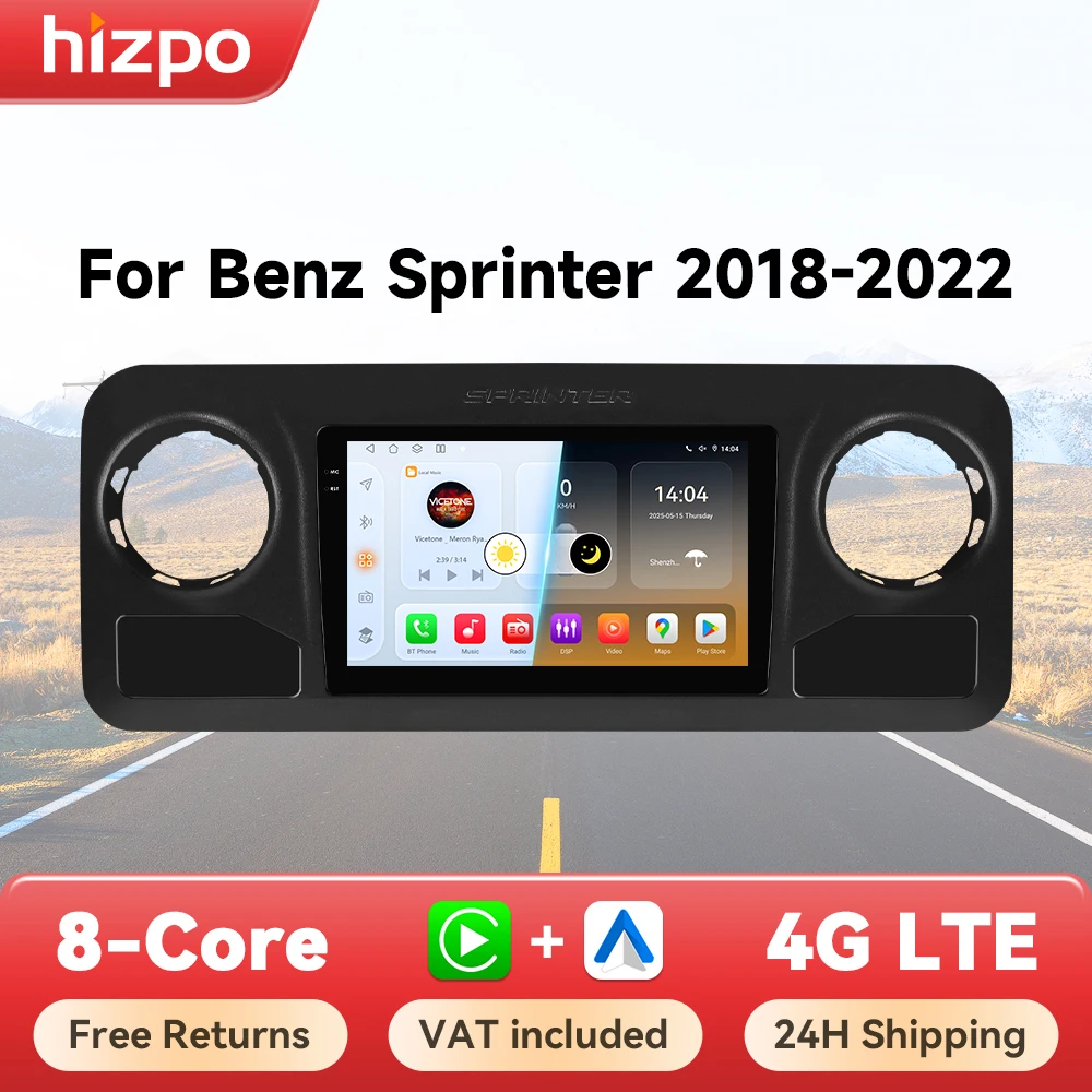 Hizpo Radio CarPlay Android Auto 2DIN Mercedes Sprinter camara 360
