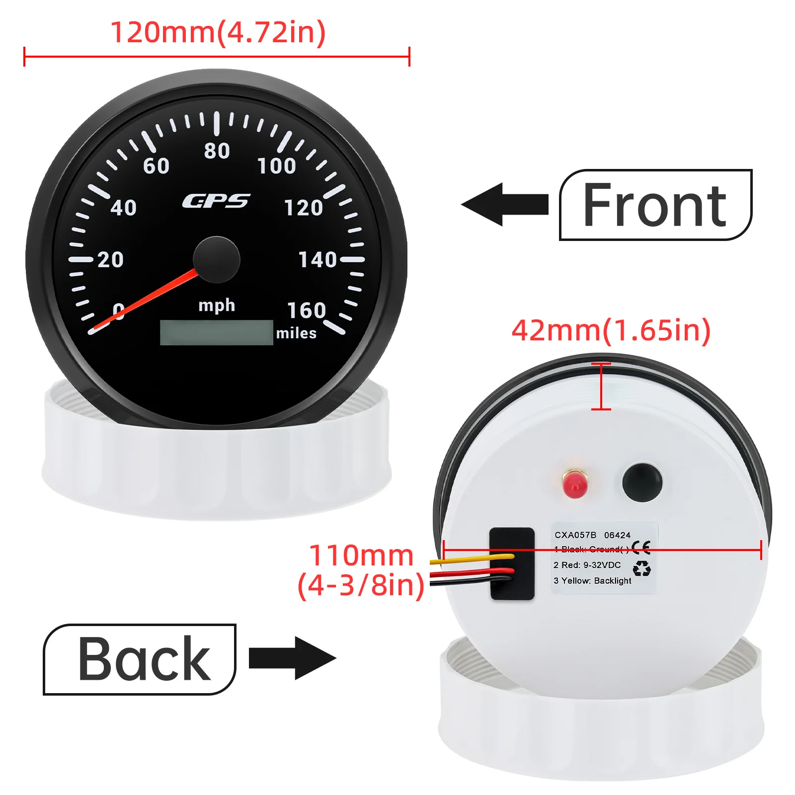 Velocímetro GPS de 110 mm con cuentahoras para barco y coche - imagen 2