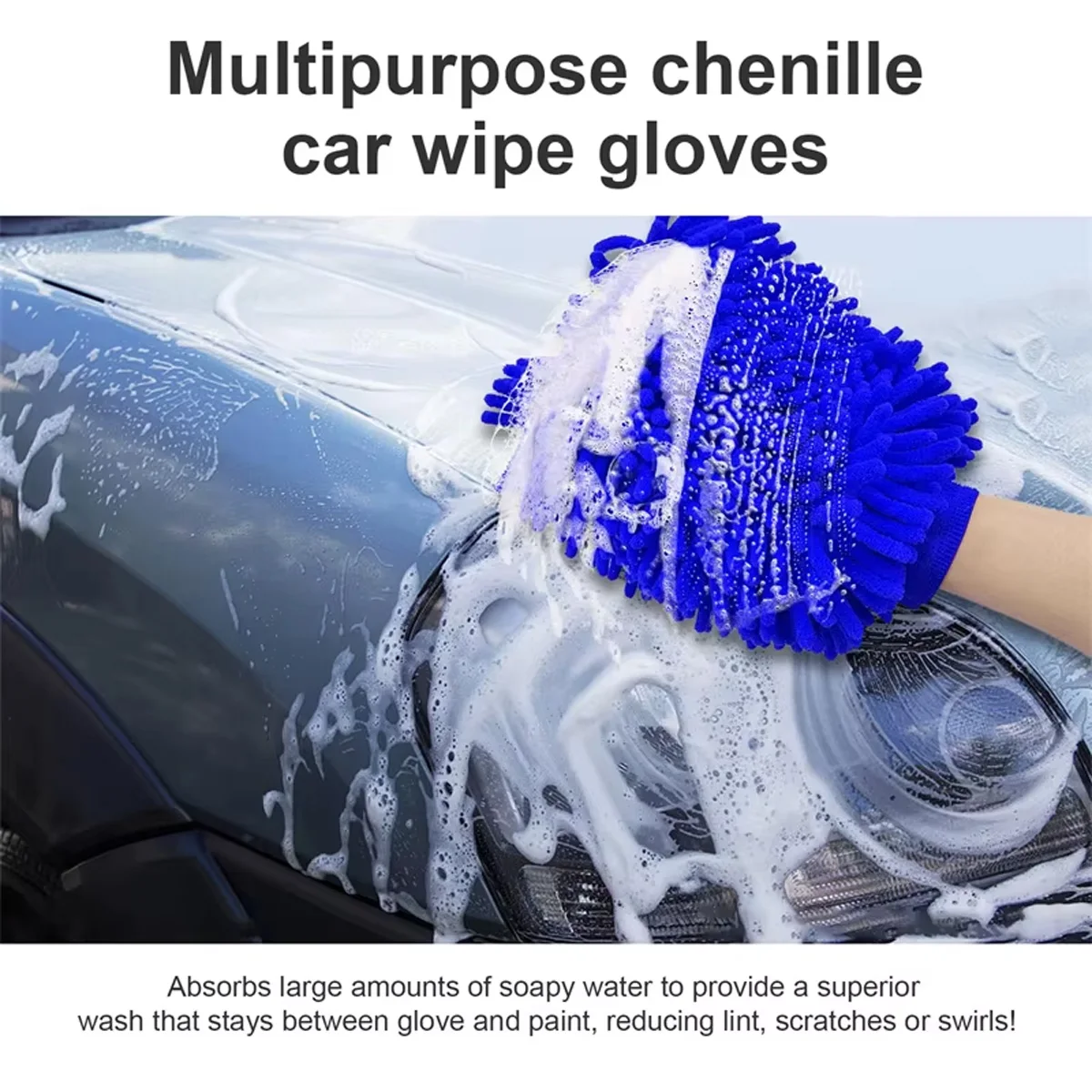 Guantes de lavado de coches lavables de microfibra de doble cara, guantes de limpieza para el cuidado del coche, paño de limpieza, toalla, guante, herramientas de limpieza Neil para nieve - imagen 4