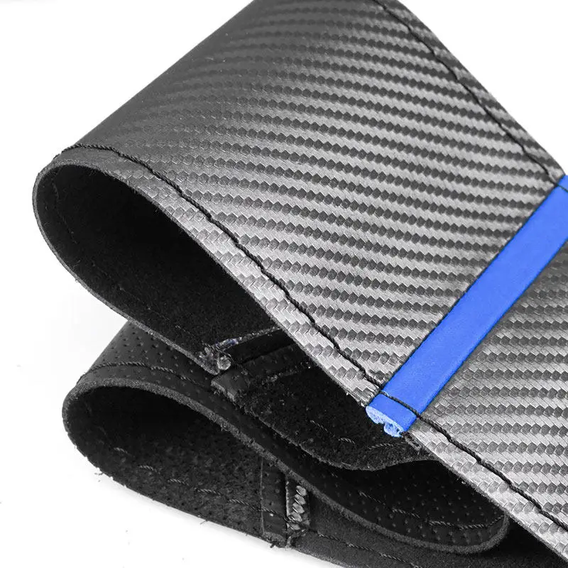 Funda fibra carbono volante – negro cuero perforado con ribetes rojos - imagen 5
