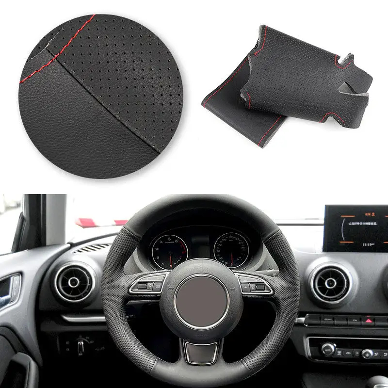 Protector embellecedor volante microfibra negra Audi A3 A4 A5 S3 Q3