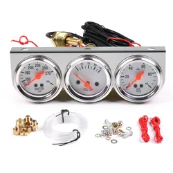 Reloj triple 52 mm presión aceite, agua y voltímetro cromado