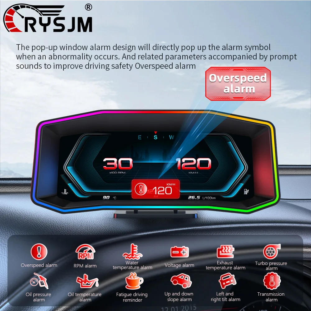 Proyector HUD OBD2 Pantalla P4 GPS - Monitor Velocidad Turbina 6,2"