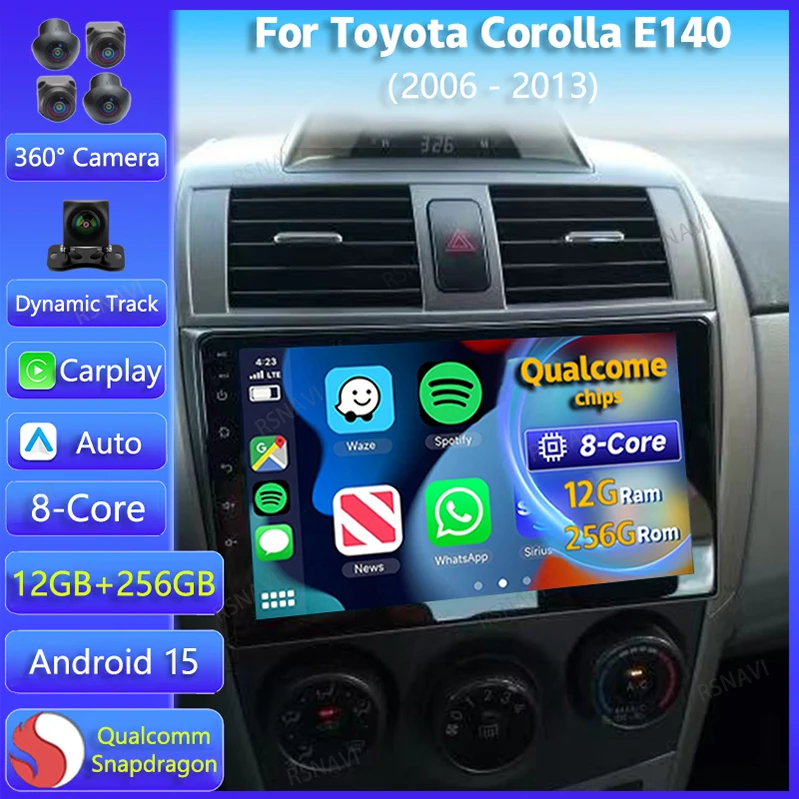 Radio multimedia Android 15 con CarPlay para Toyota Corolla 2006-2013