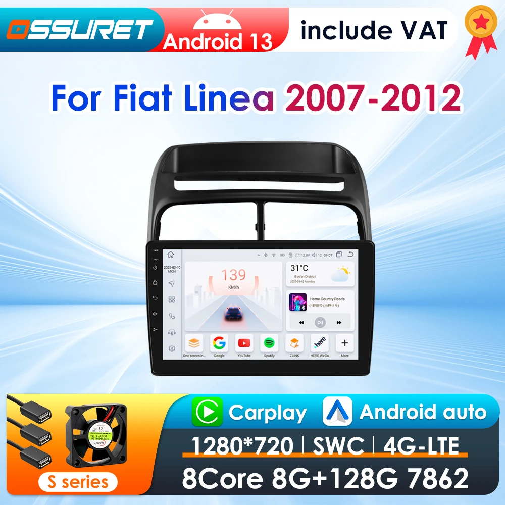 CarPlay inalámbrico con Android Auto para Fiat Linea 2007-2012