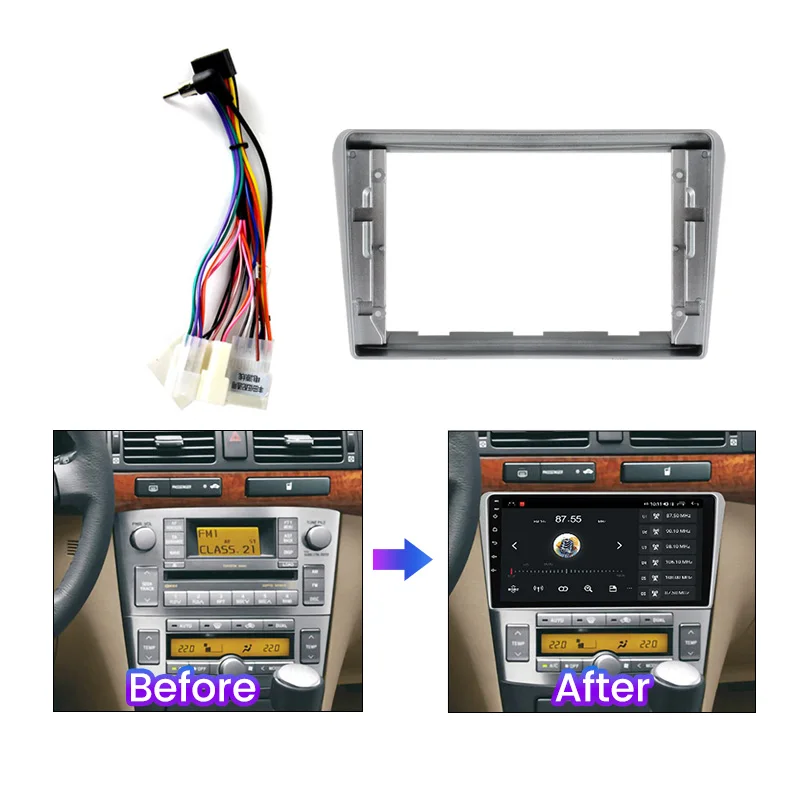 Kit fascia salpicadero MEKEDE Toyota Avensis 2002-2008 – marco autoradio - imagen 2