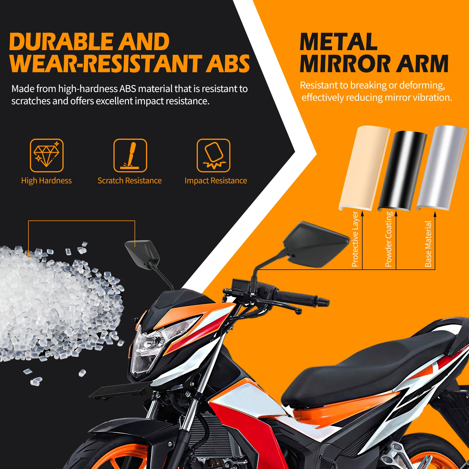 Espejos retrovisores M10 negros convexos para moto y scooter - imagen 4