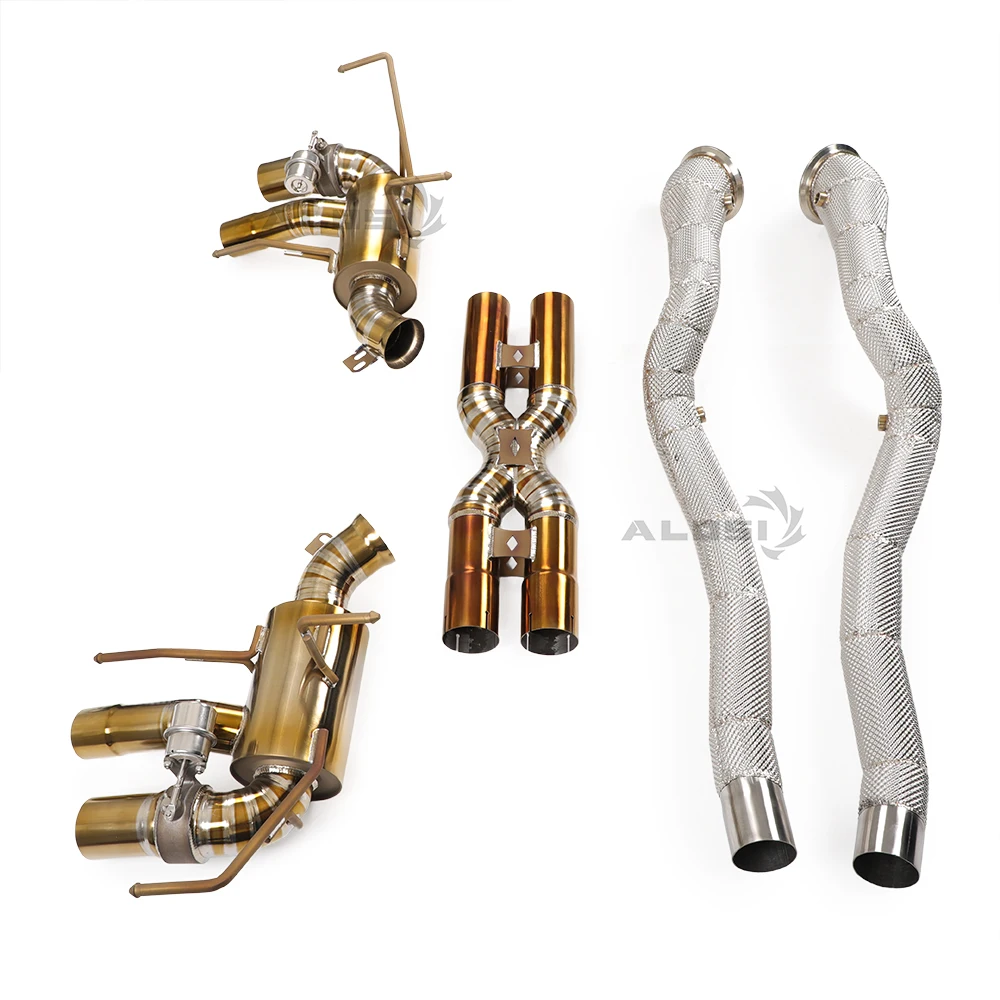 Para Ferrari F12 6,3 V12 2012-2017 escape de titanio con válvula de escape cat-back, tubo X y bajante de acero inoxidable con protector térmico - imagen 2