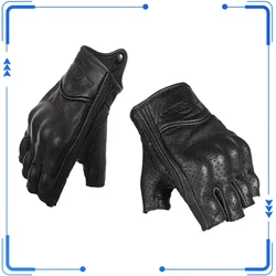 Guantes moto piel de oveja medio dedo transpirables para e-bike