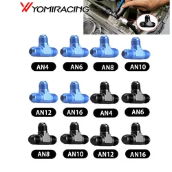 Conector en T para manguera de aluminio con rosca AN negro/azul