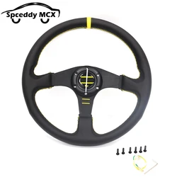 Volante Deportivo Cuero 350mm Estilo JDM – Amarillo y Negro