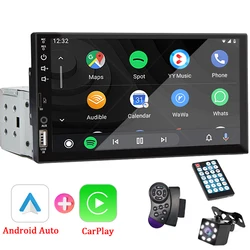 Radio 1 DIN de 7 pulgadas con CarPlay, pantalla táctil y Bluetooth