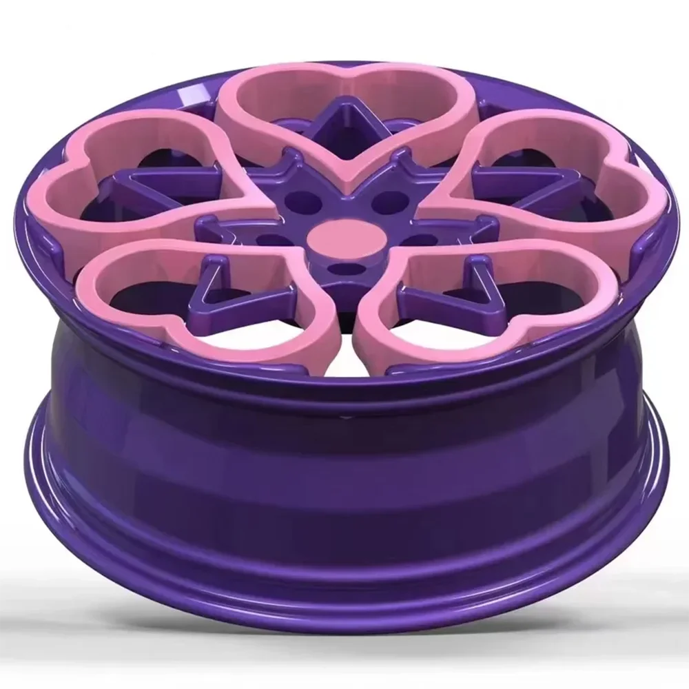 Llantas forjadas personalizadas en rosa y morado, diseño corazón - imagen 2