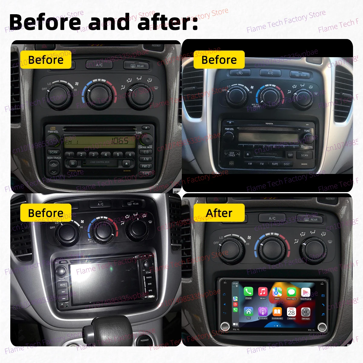 Radio 2DIN multimedia Android Auto CarPlay Toyota Kluger Highlander - imagen 2