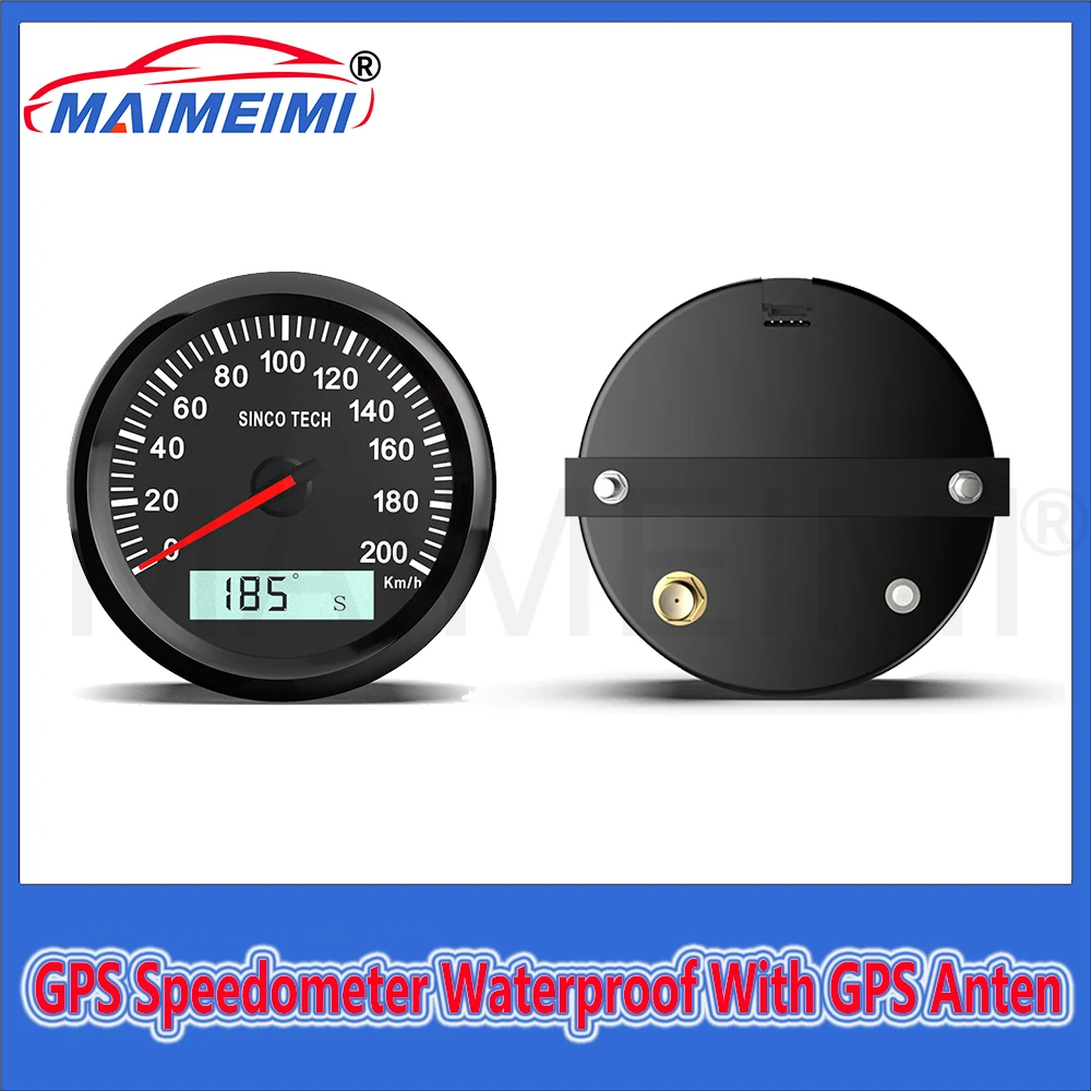 Velocímetro GPS para coche, motocicleta, barco, yate, resistente al agua, con GPS Anten, pantalla LCD de 85mm, medidores de velocidad, retroiluminación de 7 colores, 12V ~ 24V