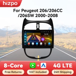 Radio 2DIN Hizpo Android Auto CarPlay con GPS para Peugeot 206