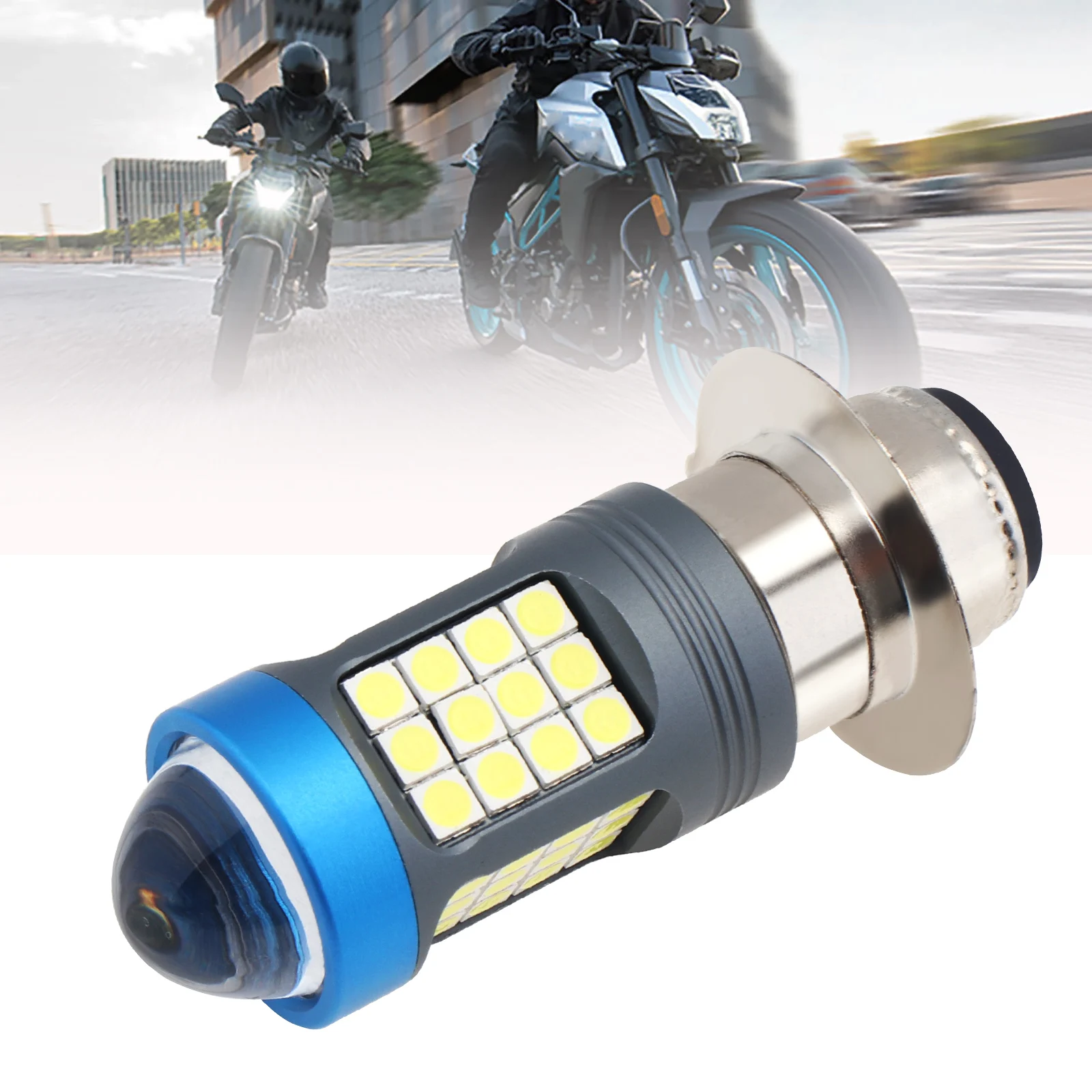 Bombilla LED P15D para Moto – Luz Alto/Bajo 1200LM Faro Delantero