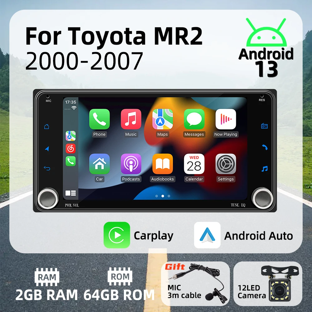 Autoradio 2DIN Android Carplay para Toyota MR2 (2000-2007)