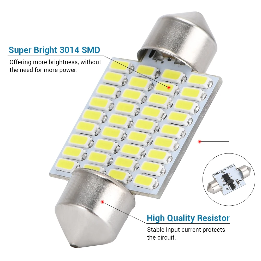 Bombilla LED 36mm C5W 6418 blanco 6000K para interior coche - imagen 3