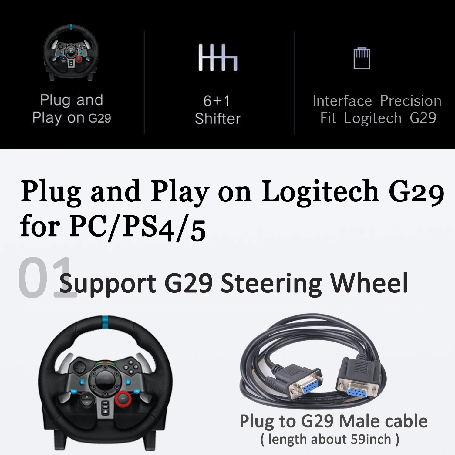 Palanca de cambios H 6+R USB para Logitech G29 con secuencial - imagen 4