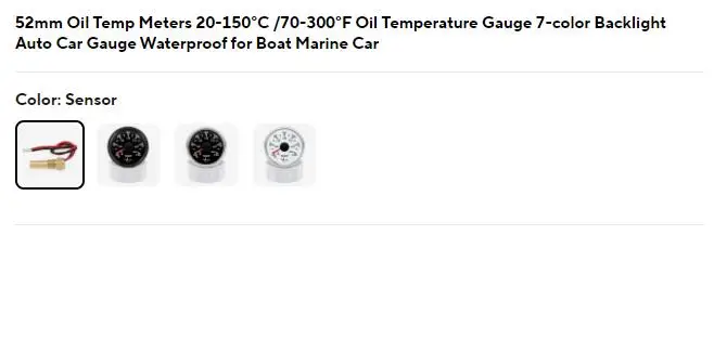 Medidor temperatura aceite - opciones de colores disponibles