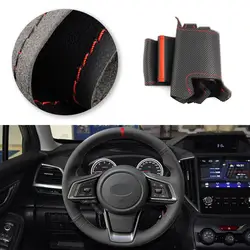 Accesorios de Interior de coche cosidos a mano, cubierta de cuero de microfibra para volante para Subaru Forester Ascent 2019 Crosstrek 2018-2019
