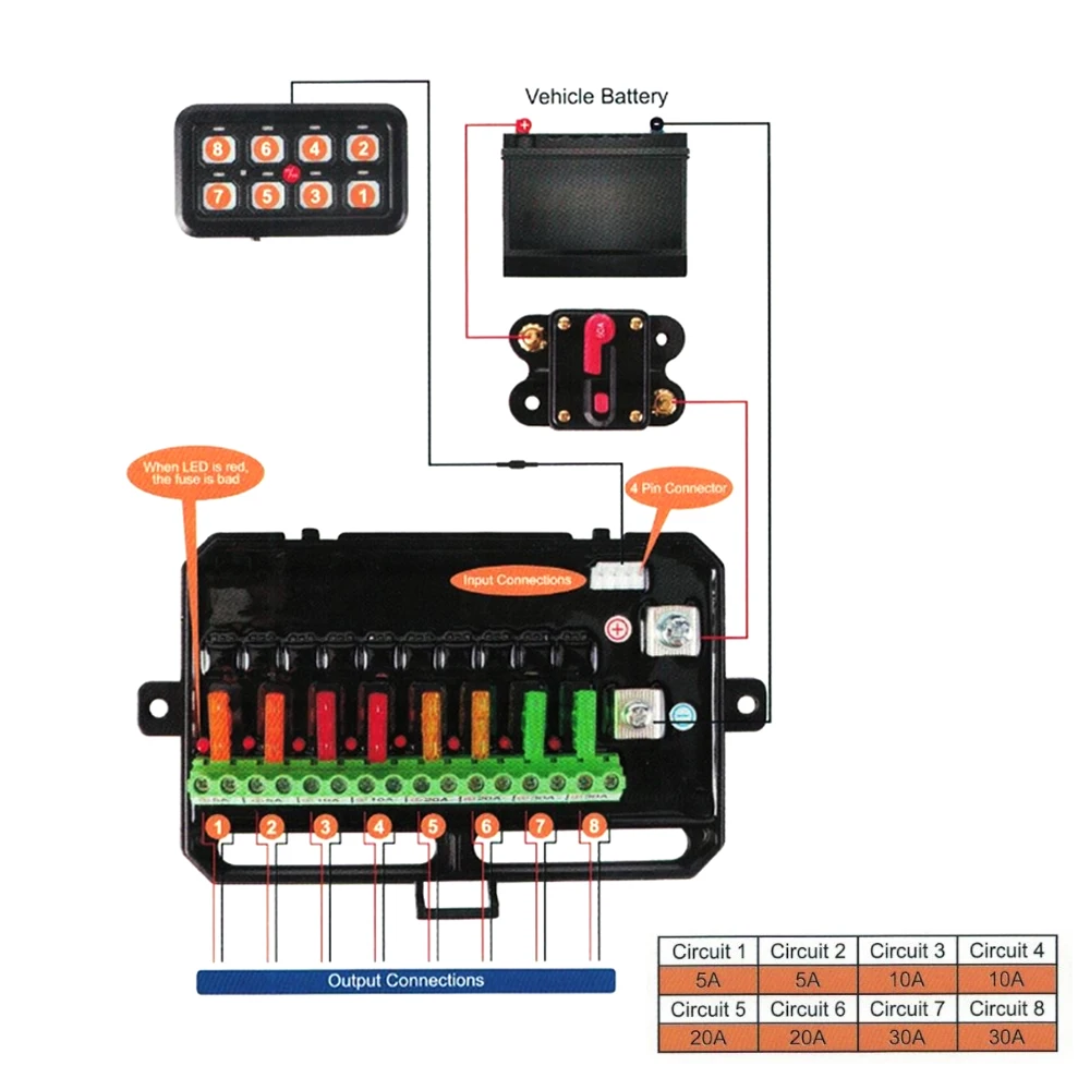 Panel de interruptores LED con relés de 12 V para 4x4 y barco - imagen 5