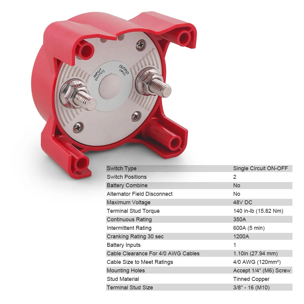 Interruptor de batería marino serie E 48V 350A ON/OFF - imagen 3