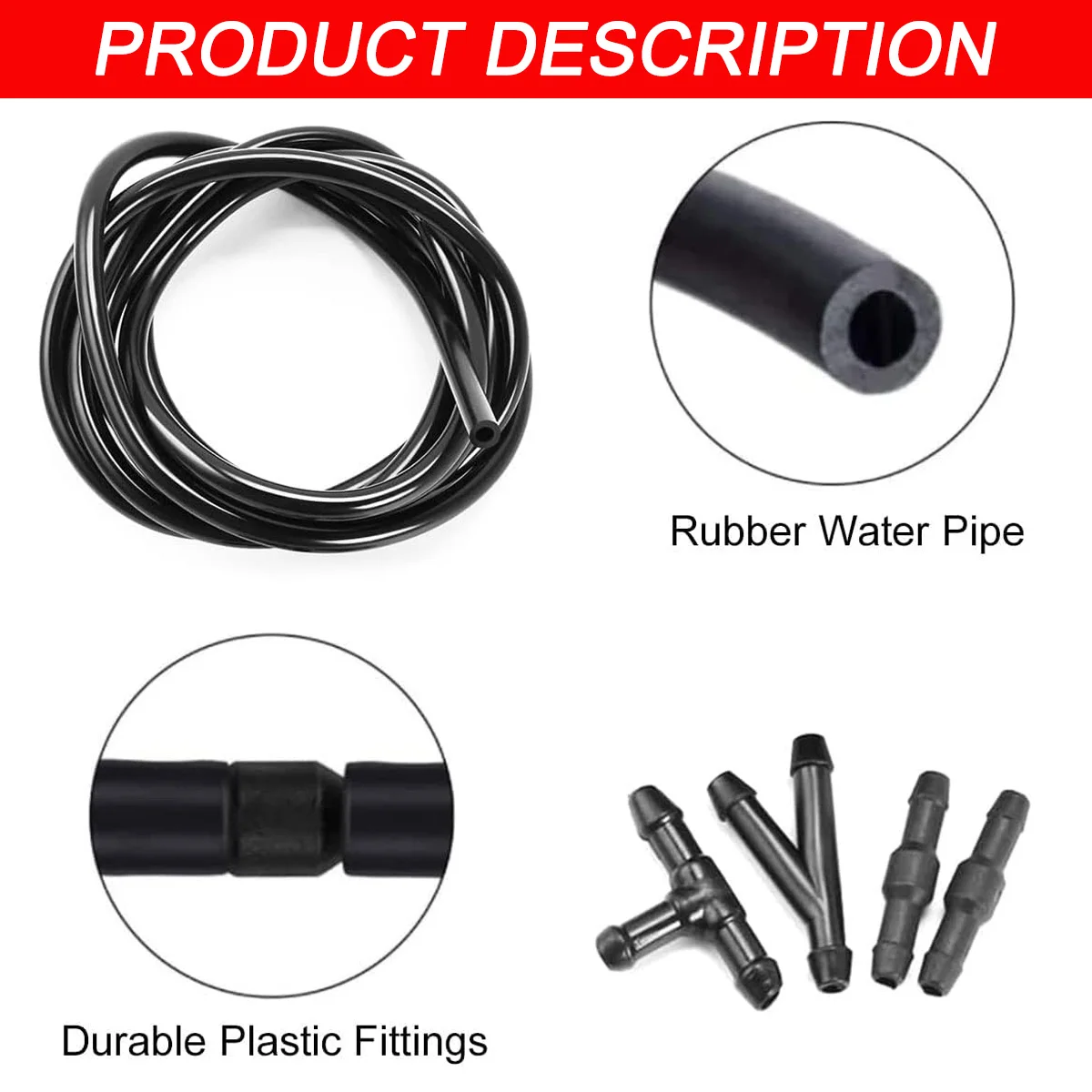Kit manguera limpiaparabrisas universal con boquilla y conector T