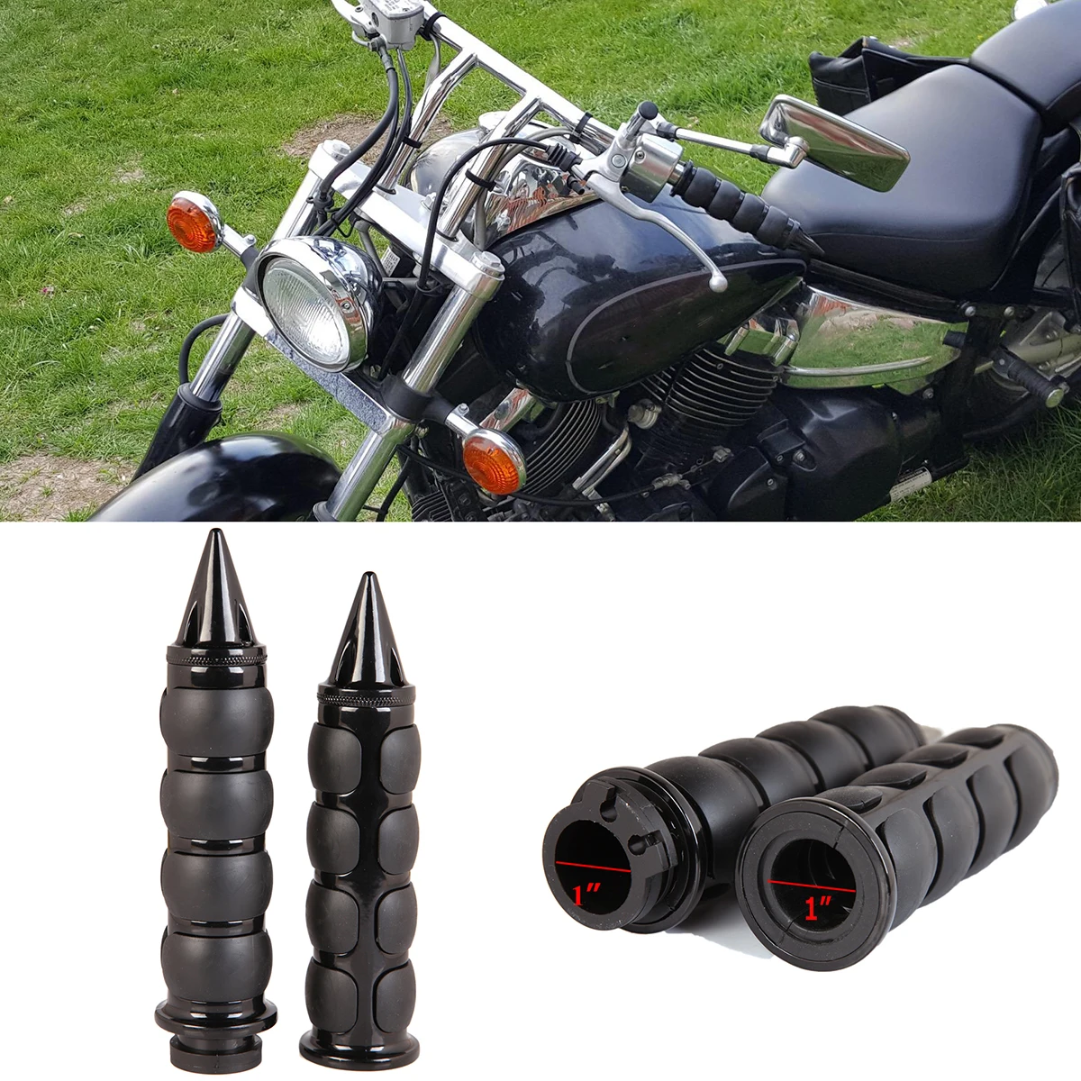 Empuñaduras de aire acolchadas con acelerador 4 anillos Harley Yamaha