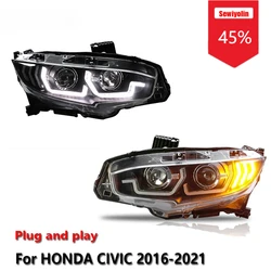 Faros LED antiniebla con luz diurna para Honda Civic 2016-2021, Plug & Play