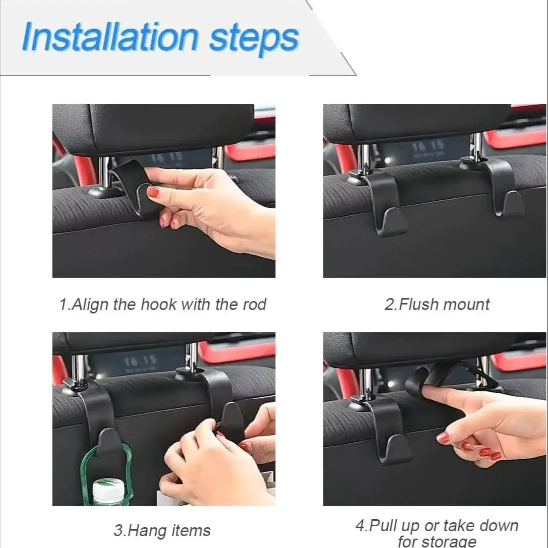 Gancho universal reposacabezas coche – organizador asiento trasero - imagen 3
