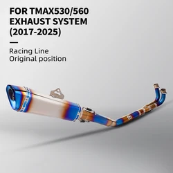 Sistema de escape titanio T-MAX 530/560 2017-2025 tubo frontal azul