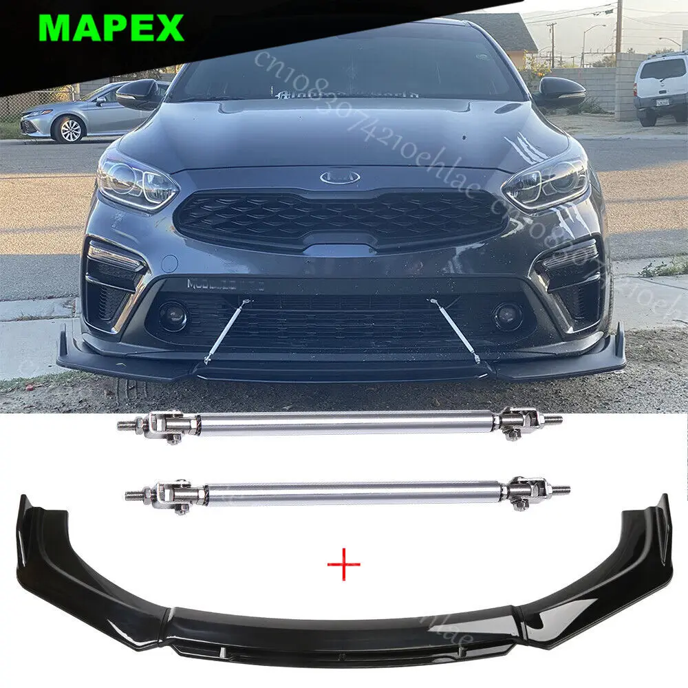 Splitter delantero negro brillo para Kia Sportage con protectores de puntal - imagen 2