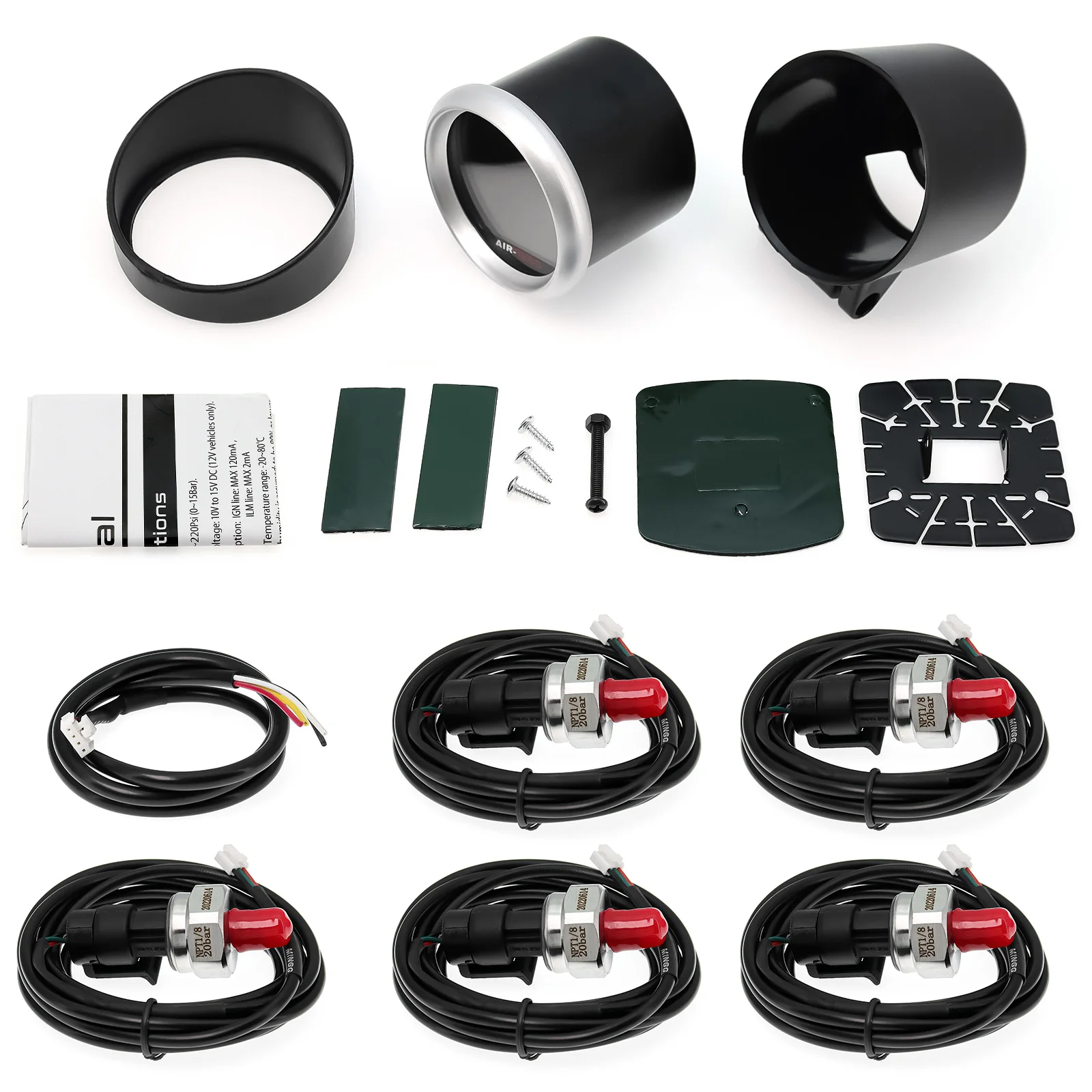 Medidor de presión aire suspensión neumática 52 mm con LED - imagen 2