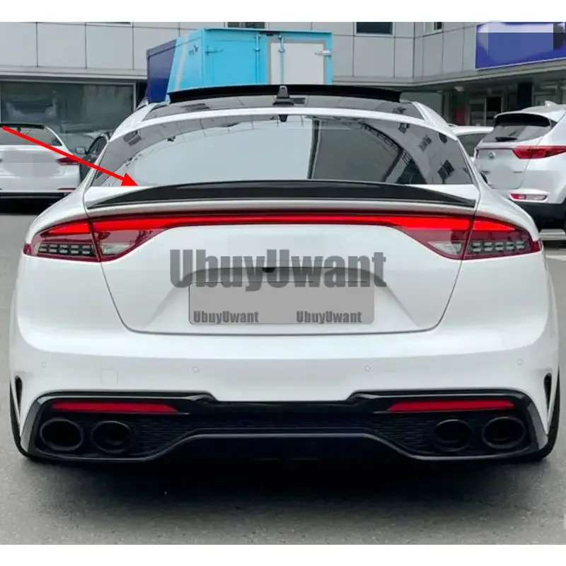 Uso para KIA K8 Stinger Spoiler Real brillante fibra de carbono ala trasera estilo R accesorios deportivos Kit de carrocería Stinger alerón trasero 14-19 - imagen 2