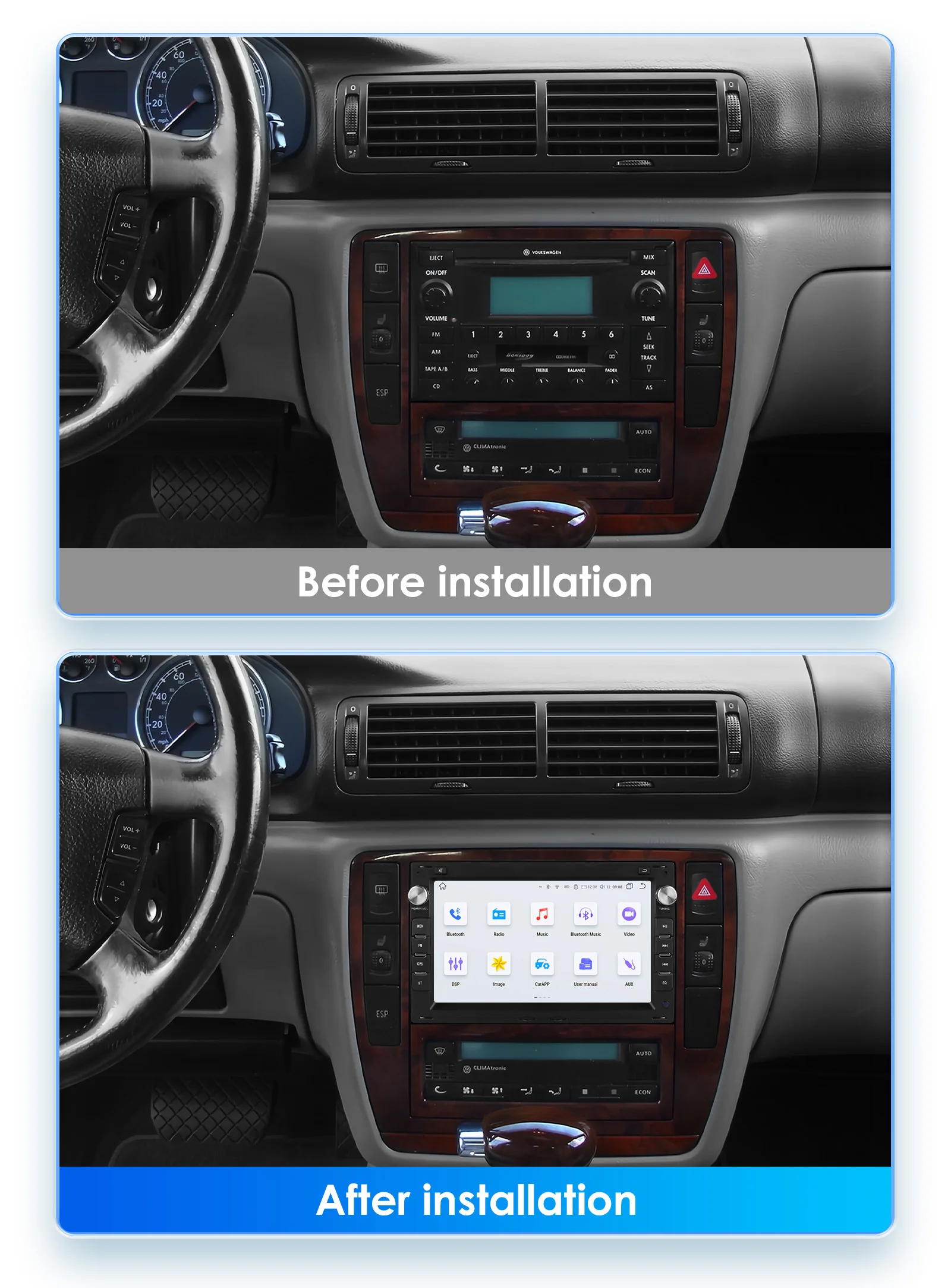 Radio 2DIN con CarPlay/Android Auto para VW Golf 4 y compatibles - imagen 2