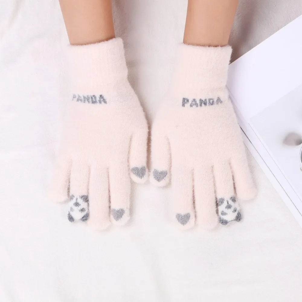 Guantes de invierno de felpa para niñas: lindos tejidos suaves, resistentes al frío, compatibles con pantalla táctil, cálidos para ciclismo y otoño-invierno, uso diario - imagen 4