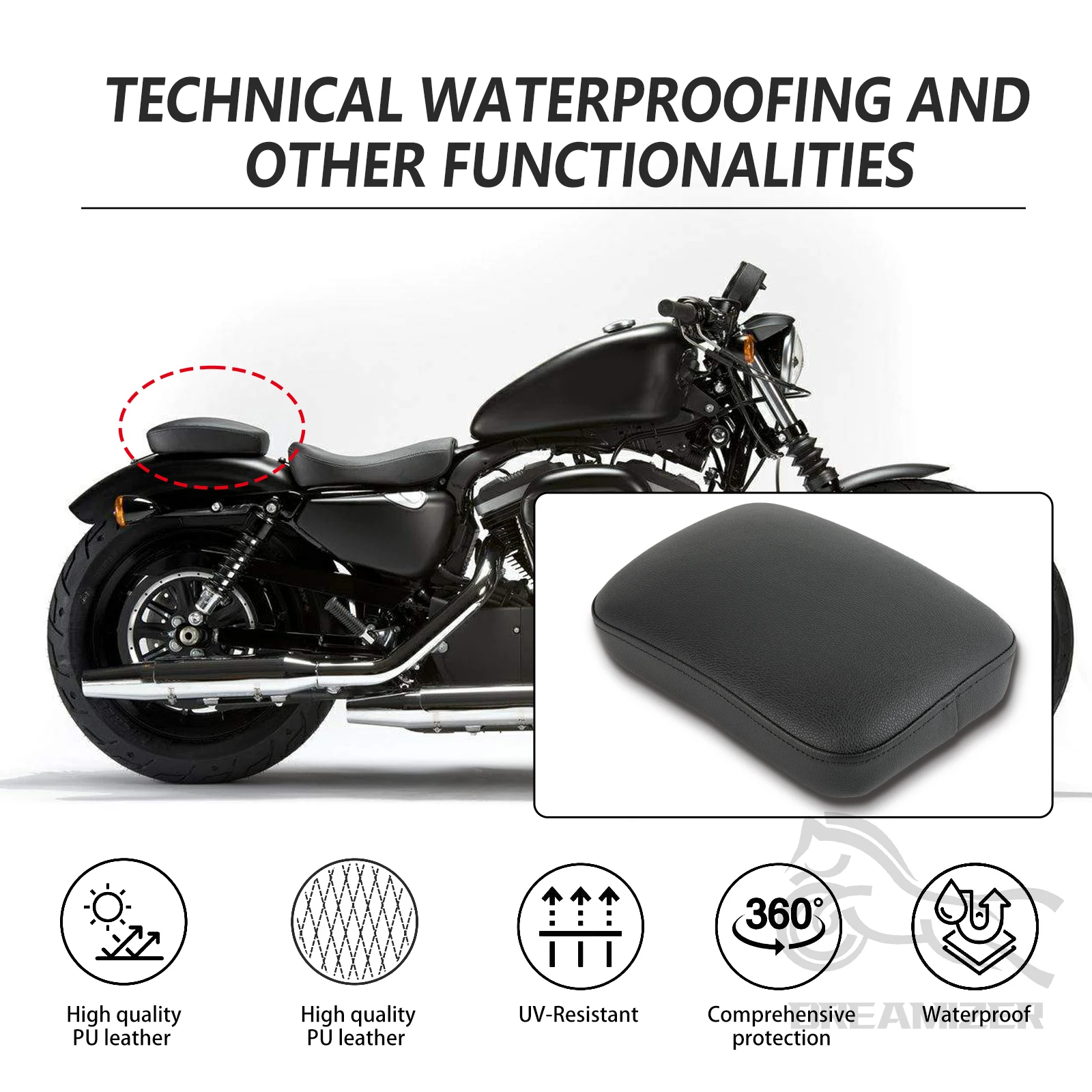 Harley asiento de succión pasajero trasero negro Dyna Touring - imagen 4