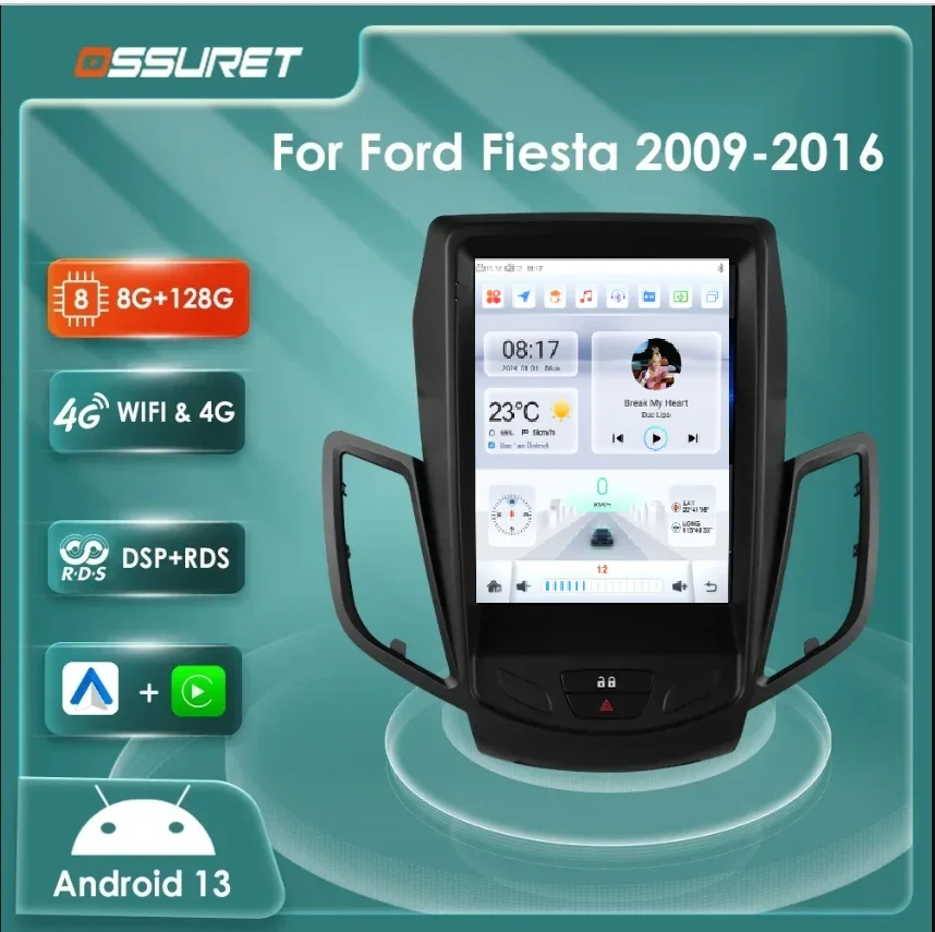 Autoradio Android 13 2DIN GPS Ford Fiesta MK7 2009-2016 Pantalla táctil