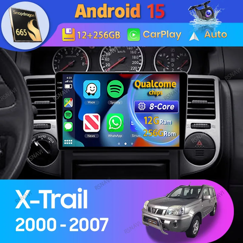 Autoradio Android 15 Carplay 2Din GPS Nissan X-Trail T30