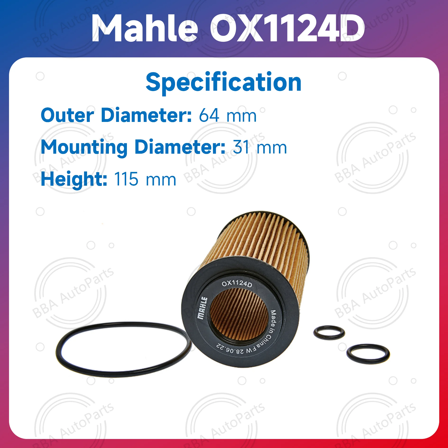 Filtro de aceite Mahle OX1124D para Mercedes-Benz GLE 300d A6511800109 - imagen 3
