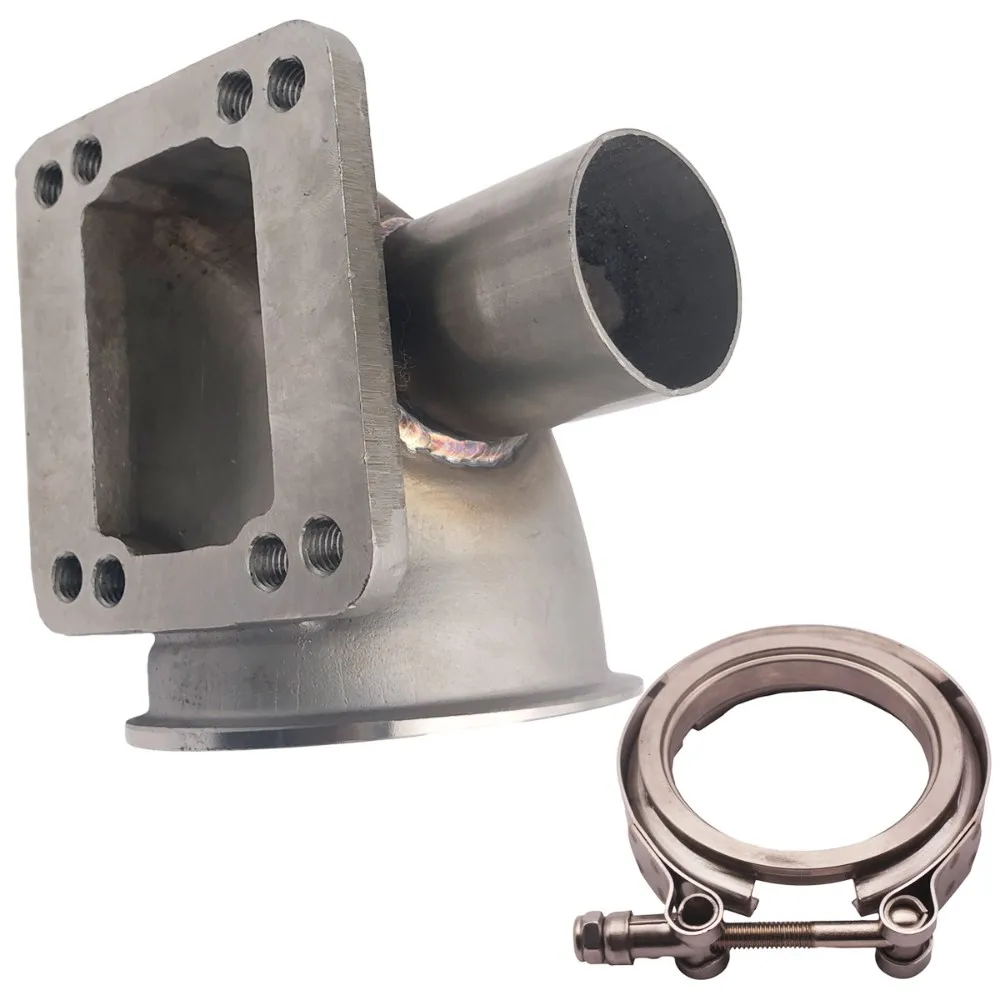 Adaptador de brida de codo de 90 grados, banda V de 2,5 ", 63mm, tubo WG fundido para T3 T4 Turbo - imagen 2