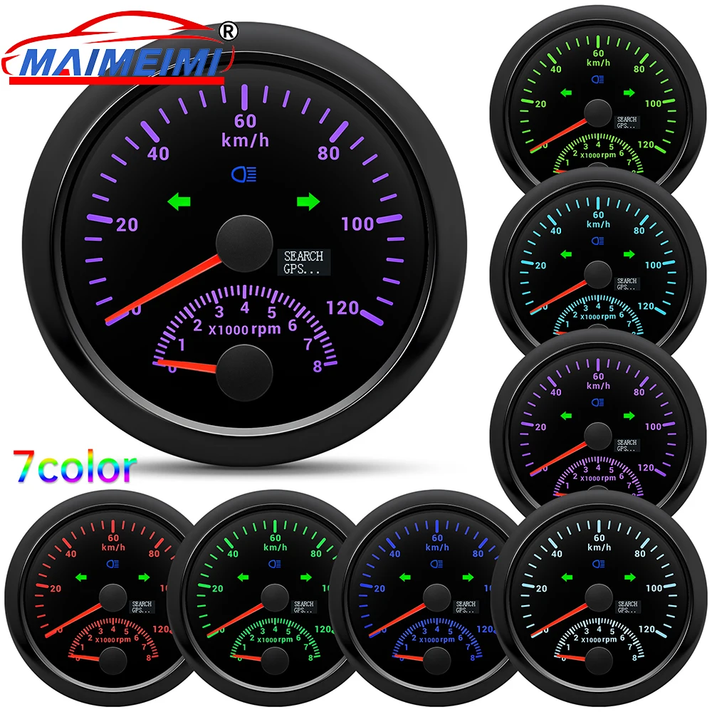 Velocímetro digital 85 mm con tacómetro y retroiluminación de 7 colores