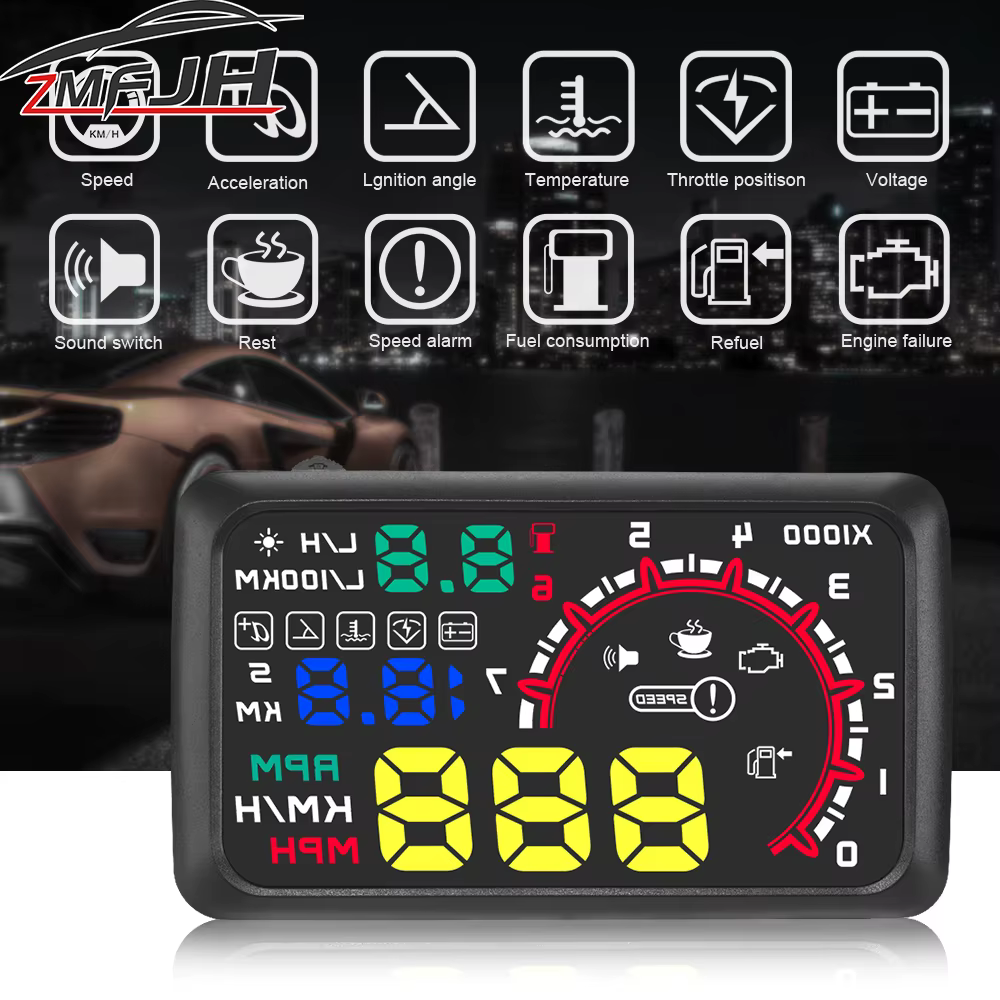 Velocímetro digital OBD con pantalla HUD y alarma de velocidad