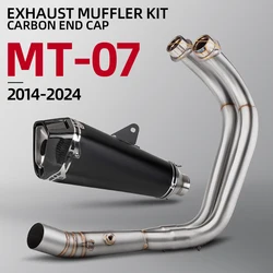 Sistema de Escape completo para motocicleta, silenciador de punta de carbono modificado para Yamaha MT07, FZ07, XSR700