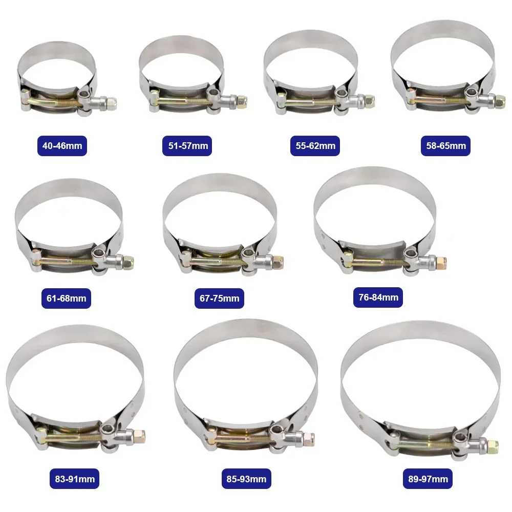 **1 pieza 2,0 "2,25" 2,5 "2,75" 3,0 "3,25" 3,5 "4,0" abrazadera de escape con perno en T entrada Turbo escape Intercooler acoplador de silicona** - imagen 4